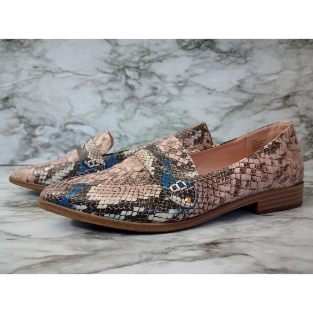 Just Fab Snake Print Loafers Blue Accents Shoes Size 8